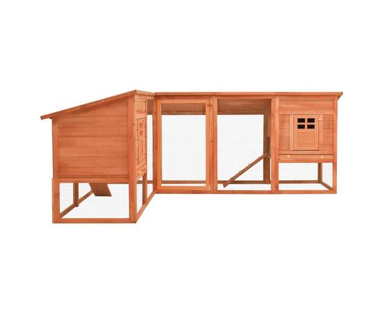 Cușcă de iepuri exterior, spațiu de joacă, maro, lemn de brad, 4 image