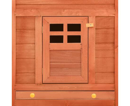 Cușcă de iepuri exterior, spațiu de joacă, maro, lemn de brad, 2 image