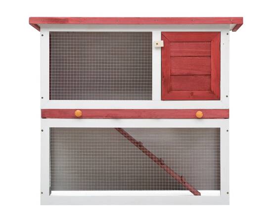 Cușcă de iepuri pentru exterior, 1 ușă, roșu, lemn, 3 image