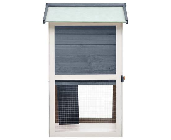 Cușcă de iepuri pentru exterior, 3 uși, gri, lemn, 4 image