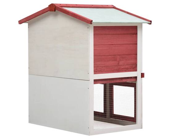 Cușcă de iepuri pentru exterior, 3 uși, roșu, lemn, 5 image