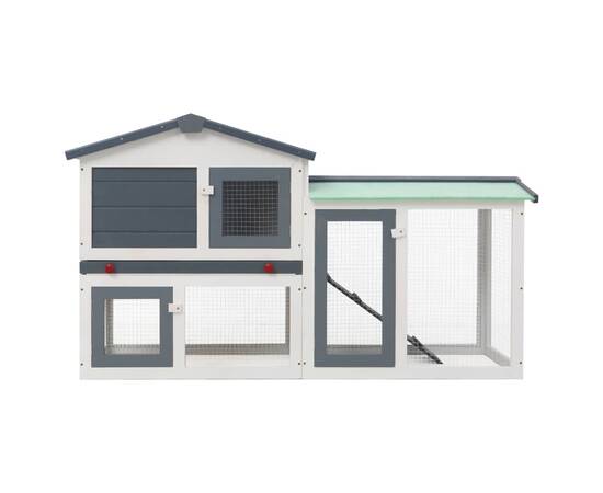 Cușcă exterior pentru iepuri mare, gri&alb, 145x45x85 cm, lemn, 3 image