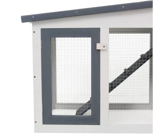 Cușcă exterior pentru iepuri mare, gri&alb, 204x45x85 cm, lemn, 5 image
