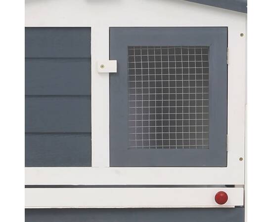 Cușcă exterior pentru iepuri mare, gri&alb, 204x45x85 cm, lemn, 2 image