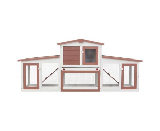 Cușcă exterior pentru iepuri mare maro & alb 204x45x85 cm lemn, 3 image