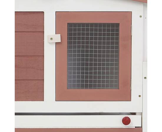 Cușcă exterior pentru iepuri mare maro & alb 204x45x85 cm lemn, 5 image