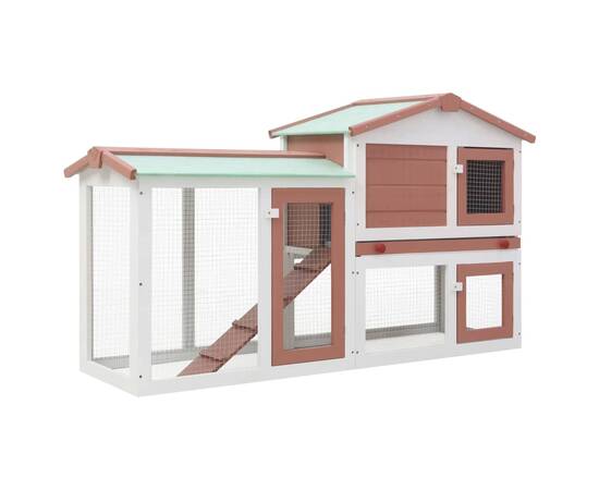 Cușcă exterior pentru iepuri mare maro&alb 145x45x85 cm lemn