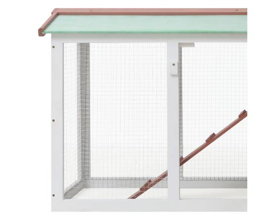 Cușcă exterior pentru iepuri mare maro&alb 145x45x85 cm lemn, 4 image