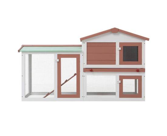 Cușcă exterior pentru iepuri mare maro&alb 145x45x85 cm lemn, 3 image