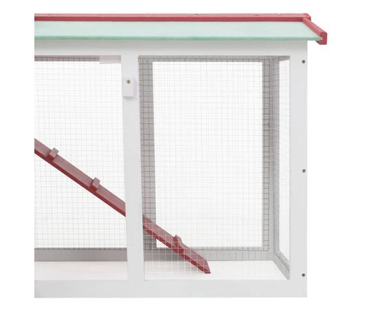 Cușcă exterior pentru iepuri mare roșu&alb 145x45x85 cm lemn, 4 image