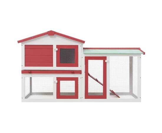 Cușcă exterior pentru iepuri mare roșu&alb 145x45x85 cm lemn, 3 image