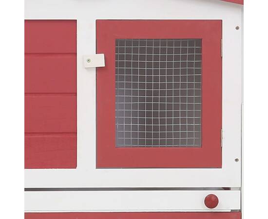 Cușcă exterior pentru iepuri mare roșu&alb 204x45x85 cm lemn, 5 image