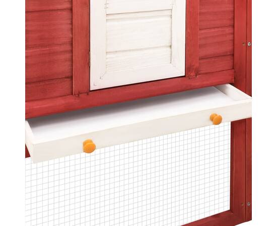 Cușcă iepuri exterior, spațiu de joacă, roșu/alb, lemn de brad, 8 image