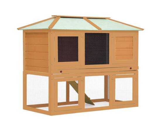 Cușcă pentru iepuri și alte animale, 2 niveluri, lemn