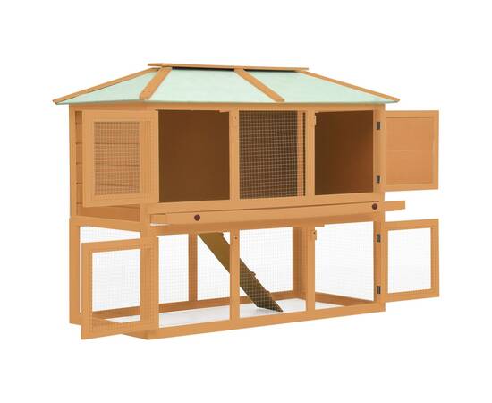 Cușcă pentru iepuri și alte animale, 2 niveluri, lemn, 2 image