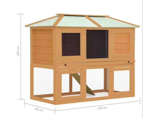 Cușcă pentru iepuri și alte animale, 2 niveluri, lemn, 7 image