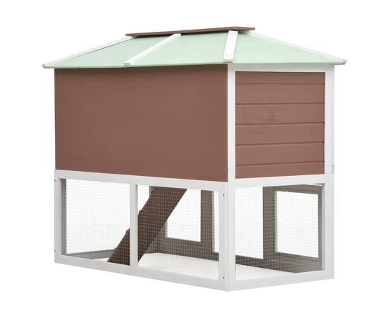 Cușcă pentru iepuri și alte animale, 2 niveluri, maro, lemn, 5 image