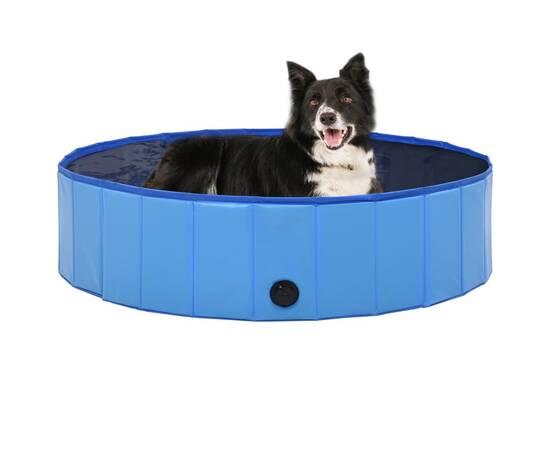 Piscină pentru câini pliabilă, albastru, 120 x 30 cm, pvc