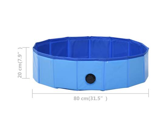 Piscină pentru câini pliabilă, albastru, 80 x 20 cm, pvc, 9 image