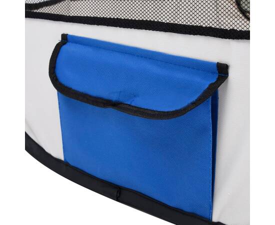 Țarc câini pliabil cu sac de transport, albastru, 125x125x61 cm, 9 image