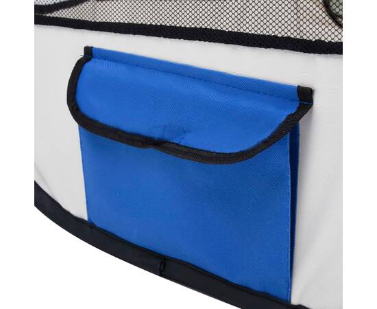 Țarc câini pliabil cu sac de transport, albastru, 145x145x61 cm, 7 image
