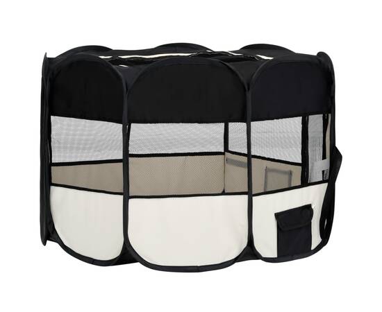 Țarc de câini pliabil cu sac de transport, negru, 125x125x61 cm, 4 image