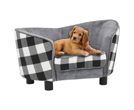Canapea pentru câini, gri, 68 x 38 x 38 cm, pluș