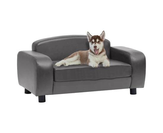 Canapea pentru câini, gri, 80 x 50 x 40 cm, piele ecologică