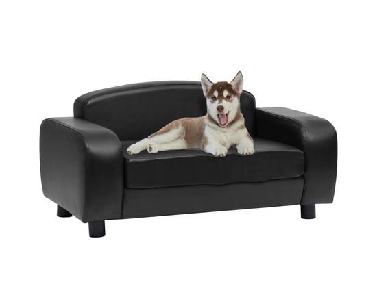 Canapea pentru câini, negru, 80 x 50 x 40 cm, piele ecologică