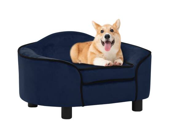 Canapea pentru câini, albastru, 67x47x36 cm, pluș