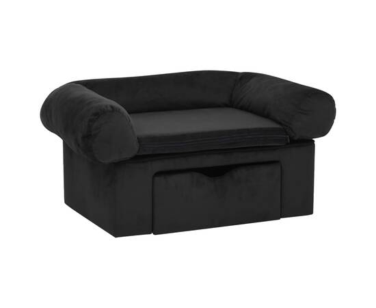 Canapea pentru câini, cu sertar, negru, 75x50x38 cm, pluș, 2 image