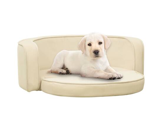 Canapea pliabilă de câini crem 73x67x26 cm pernă pluș lavabilă