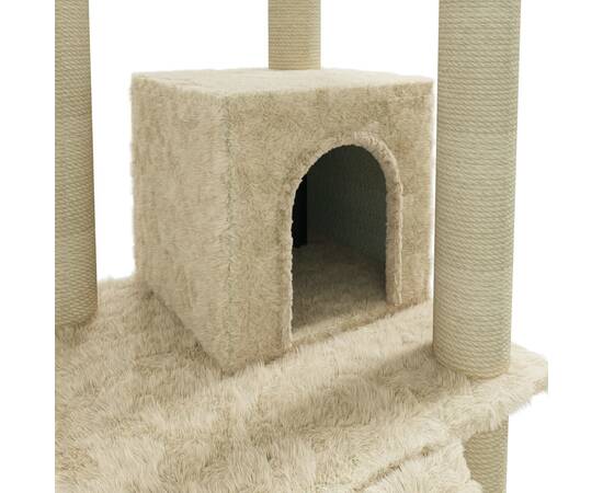 Ansamblu pisici, stâlpi din funie sisal, crem, 155 cm, 7 image