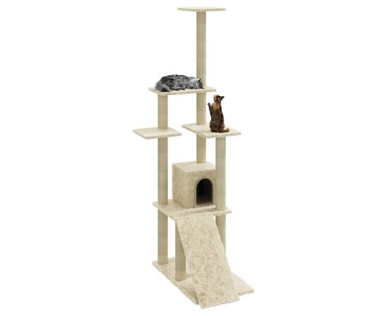 Ansamblu pisici, stâlpi din funie sisal, crem, 155 cm, 3 image