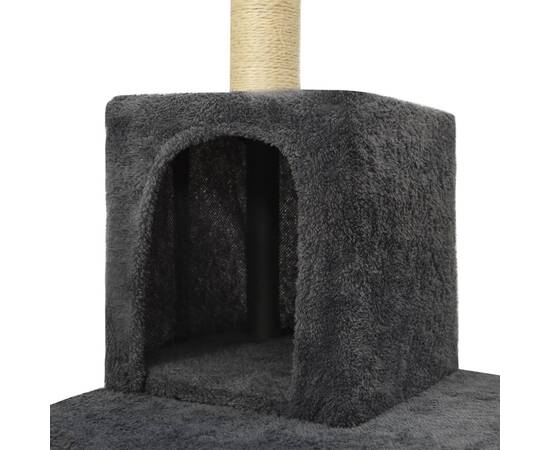 Ansamblu pisici, stâlpi din funie sisal, gri închis, 119 cm, 6 image