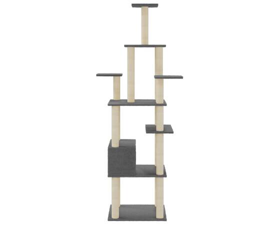 Ansamblu pisici, stâlpi din funie sisal, gri închis, 183 cm, 5 image