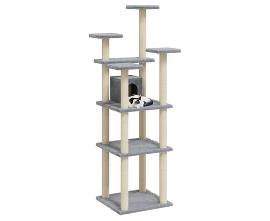 Ansamblu pisici, stâlpi din funie sisal, gri deschis, 171 cm, 3 image