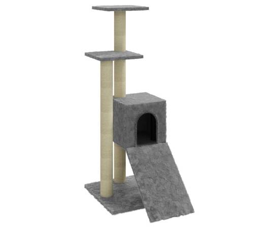 Ansamblu pisici, stâlpi din funie sisal, gri deschis, 92 cm, 2 image