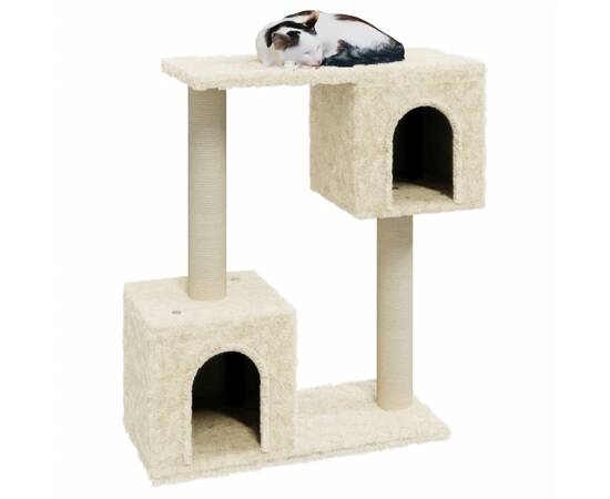 Ansamblu pisici cu stâlpi din funie de sisal, crem, 60 cm, 3 image