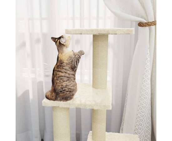 Ansamblu pisici cu stâlpi din funie de sisal, crem, 92 cm, 3 image