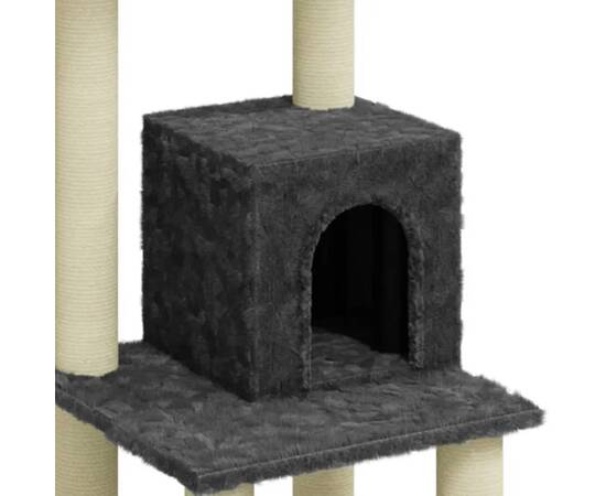Ansamblu pisici cu stâlpi din funie de sisal, gri închis 105 cm, 5 image
