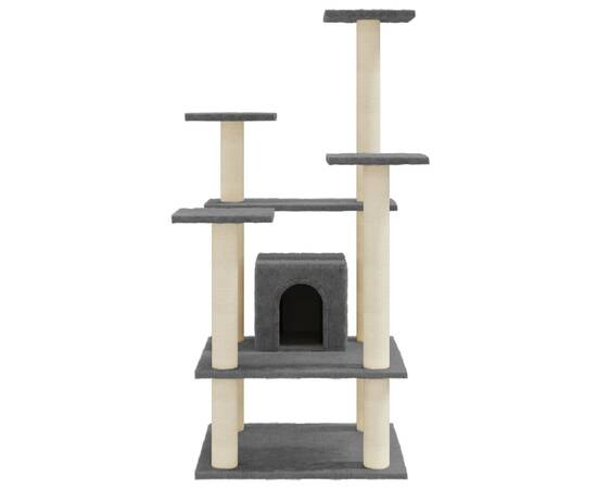 Ansamblu pisici cu stâlpi din funie de sisal, gri închis 110 cm, 4 image
