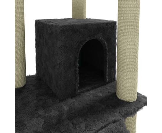 Ansamblu pisici cu stâlpi din funie de sisal, gri închis,155 cm, 7 image