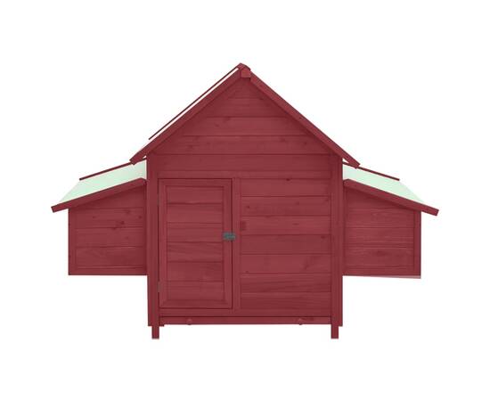 Coteț de păsări, roșu și alb, 152x96x110 cm, lemn de brad masiv, 4 image