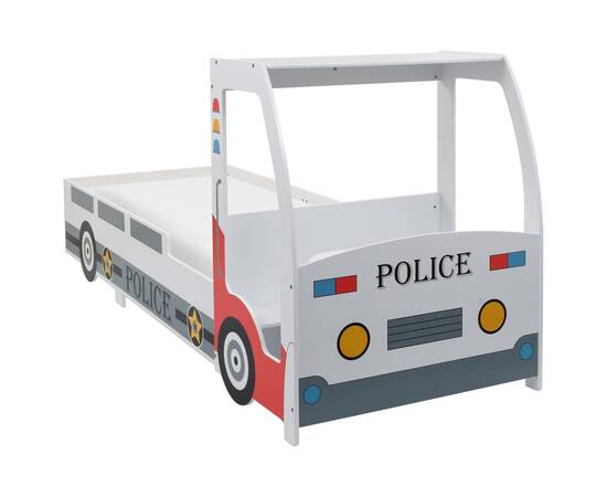 Pat de copii cu birou tip mașină de poliție, 90x200 cm, 2 image