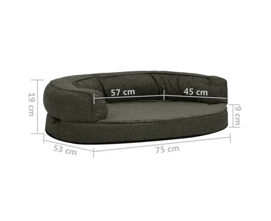 Saltea ergonomică pat câini gri închis 75x53cm aspect in/fleece, 8 image
