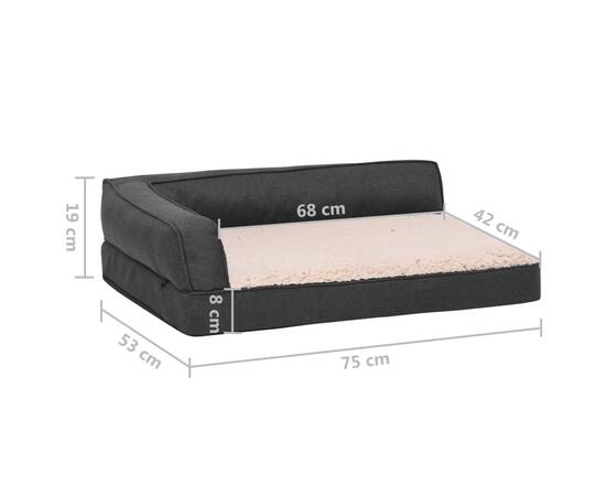 Saltea ergonomică pat de câini, 75x53 cm, gri, aspect in/fleece, 8 image