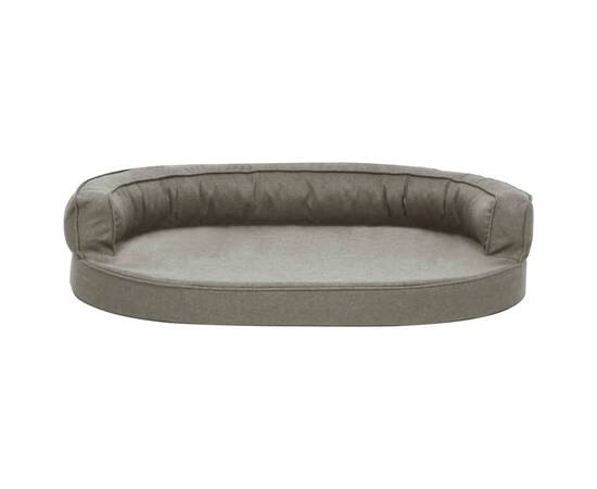 Saltea ergonomică pat de câini, gri, 75x53 cm, aspect de in, 3 image