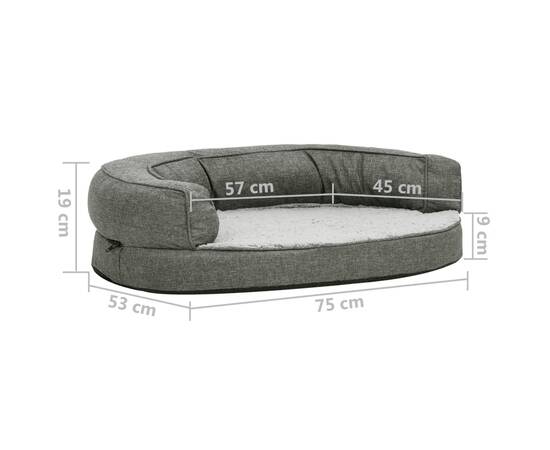 Saltea ergonomică pat de câini, gri, 75x53 cm, aspect in/fleece, 8 image