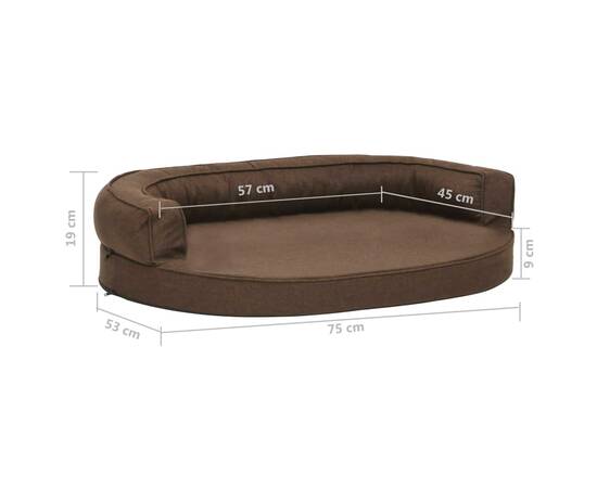 Saltea ergonomică pat de câini, maro, 75x53 cm aspect in/fleece, 7 image